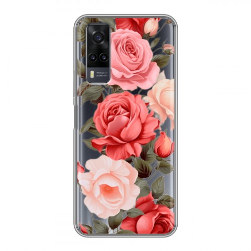 Полупрозрачный дизайнерский пластиковый чехол для Vivo Y31 Розы