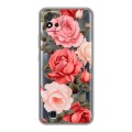 Полупрозрачный дизайнерский силиконовый чехол для Realme C20 Розы
