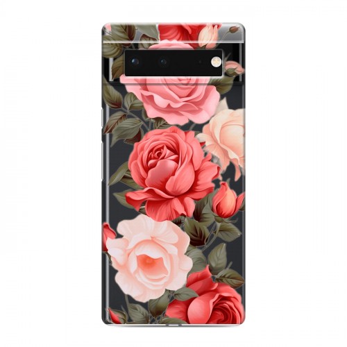 Полупрозрачный дизайнерский силиконовый чехол для Google Pixel 6 Розы
