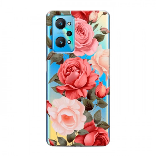 Полупрозрачный дизайнерский силиконовый чехол для Realme GT Neo 2 Розы