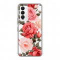 Полупрозрачный дизайнерский силиконовый с усиленными углами чехол для Tecno Camon 18 Розы