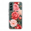 Полупрозрачный дизайнерский пластиковый чехол для Samsung Galaxy S22 Розы