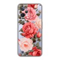 Полупрозрачный дизайнерский силиконовый чехол для Realme C31 Розы