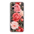 Полупрозрачный дизайнерский силиконовый с усиленными углами чехол для OPPO A96 Розы