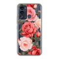 Полупрозрачный дизайнерский силиконовый чехол для Itel Vision 3 Розы