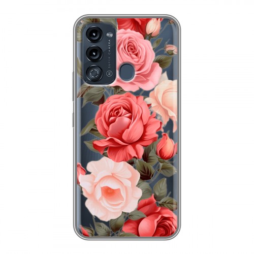 Полупрозрачный дизайнерский силиконовый чехол для Itel Vision 3 Розы