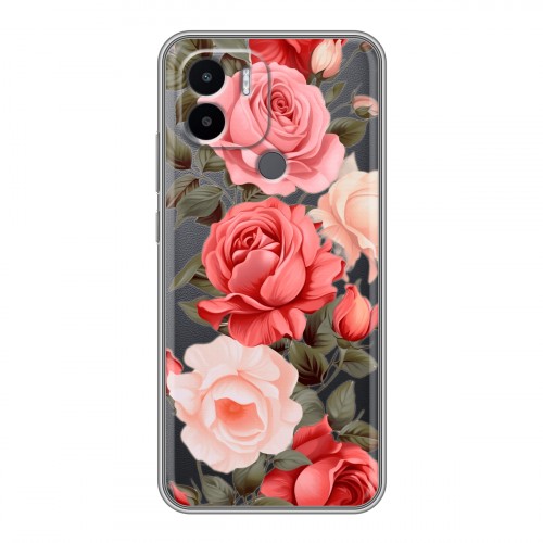 Полупрозрачный дизайнерский силиконовый чехол для Xiaomi Redmi A1 Plus Розы