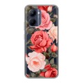 Полупрозрачный дизайнерский силиконовый чехол для Realme C33 Розы