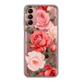 Полупрозрачный дизайнерский пластиковый чехол для Samsung Galaxy A04s Розы