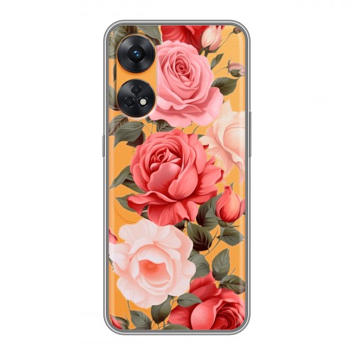 Полупрозрачный дизайнерский пластиковый чехол для OPPO Reno8 T Розы
