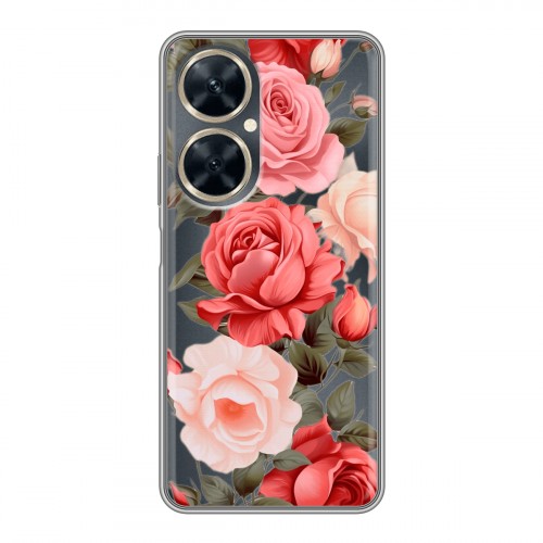 Полупрозрачный дизайнерский пластиковый чехол для Huawei Nova 11i Розы