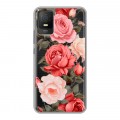 Полупрозрачный дизайнерский силиконовый чехол для TCL 403 Розы
