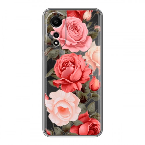 Полупрозрачный дизайнерский пластиковый чехол для OPPO A78 4G Розы