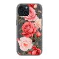 Полупрозрачный дизайнерский силиконовый чехол для Iphone 15 Розы