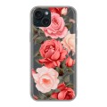 Полупрозрачный дизайнерский пластиковый чехол для Iphone 15 Plus Розы