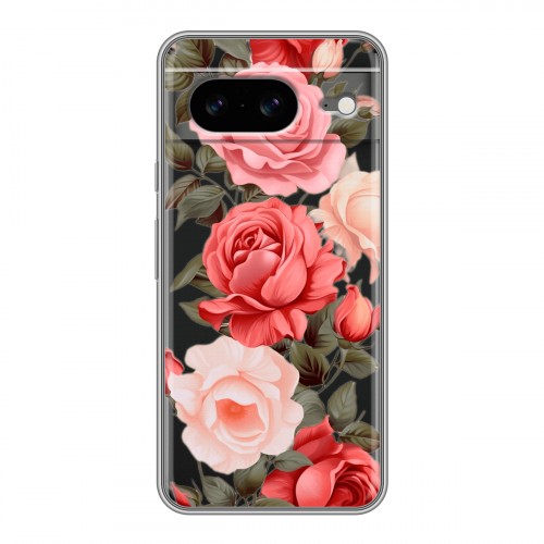 Полупрозрачный дизайнерский пластиковый чехол для Google Pixel 8 Розы