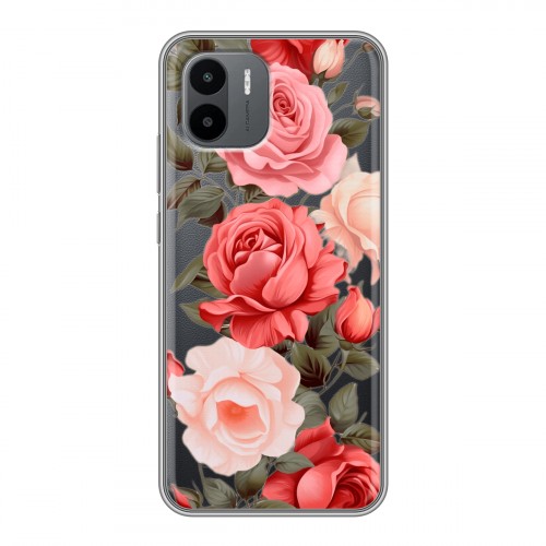 Полупрозрачный дизайнерский силиконовый чехол для Xiaomi Redmi A2 Розы
