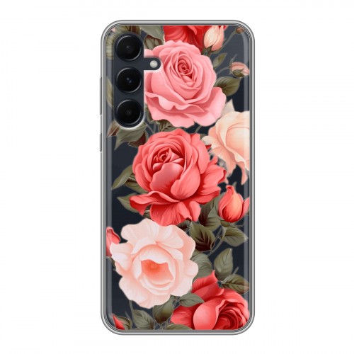 Полупрозрачный дизайнерский пластиковый чехол для Samsung Galaxy A55 Розы