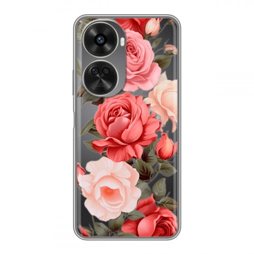 Полупрозрачный дизайнерский пластиковый чехол для Huawei Nova 11 SE Розы