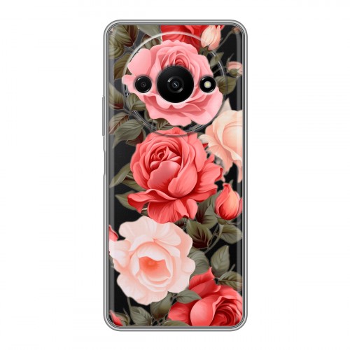 Полупрозрачный дизайнерский силиконовый чехол для Xiaomi RedMi A3 Розы