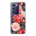 Полупрозрачный дизайнерский пластиковый чехол для Vivo V30 Lite Розы