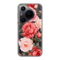 Полупрозрачный дизайнерский пластиковый чехол для Huawei Pura 70 Pro Розы