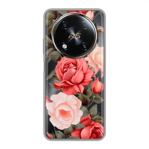 Полупрозрачный дизайнерский пластиковый чехол для Itel RS4 Розы