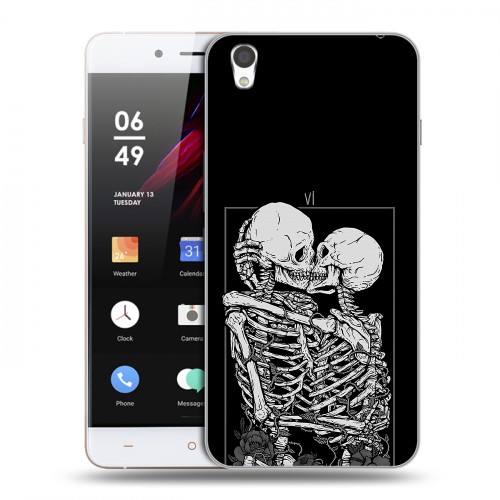 Дизайнерский пластиковый чехол для OnePlus X Поцелуй скелетов