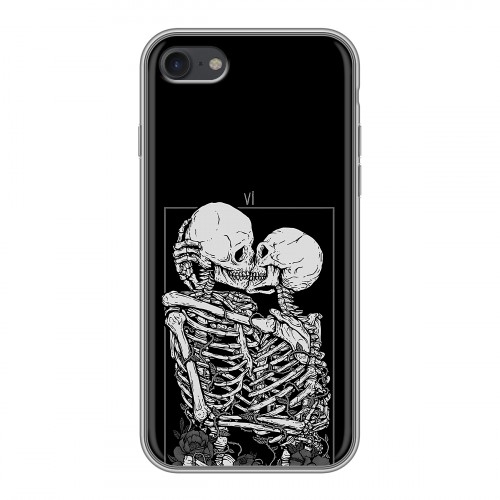 Дизайнерский силиконовый чехол для Iphone 7 Поцелуй скелетов