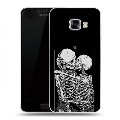 Дизайнерский пластиковый чехол для Samsung Galaxy C5 Поцелуй скелетов