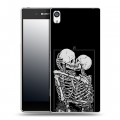 Дизайнерский пластиковый чехол для Sony Xperia E5 Поцелуй скелетов