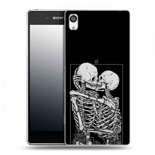 Дизайнерский пластиковый чехол для Sony Xperia E5 Поцелуй скелетов