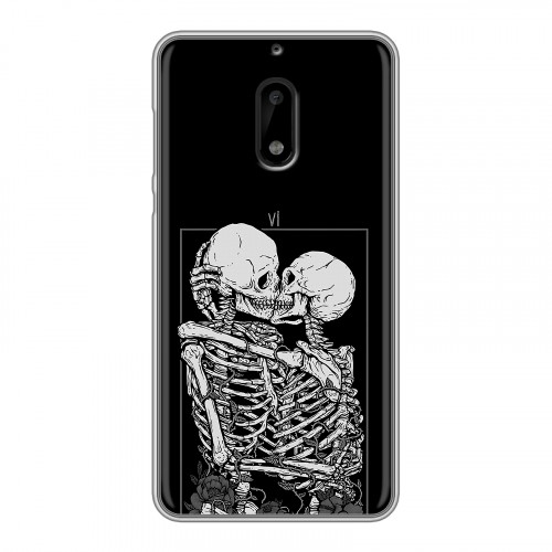 Дизайнерский пластиковый чехол для Nokia 6 Поцелуй скелетов