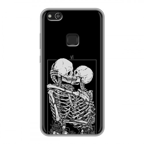 Дизайнерский силиконовый чехол для Huawei P10 Lite Поцелуй скелетов