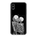 Дизайнерский силиконовый чехол для Iphone x10 Поцелуй скелетов
