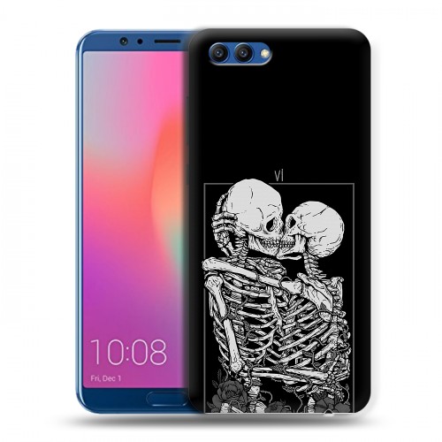 Дизайнерский пластиковый чехол для Huawei Honor View 10 Поцелуй скелетов