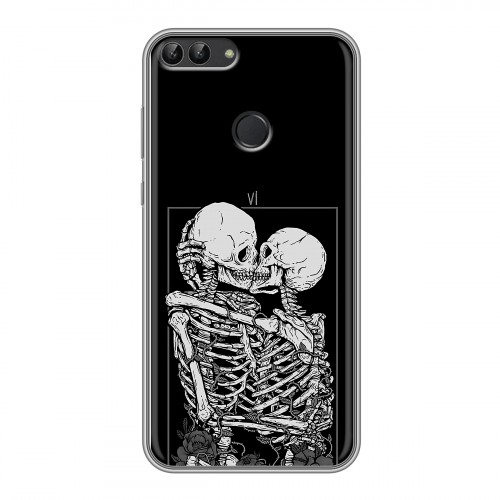 Дизайнерский силиконовый чехол для Huawei P Smart Поцелуй скелетов