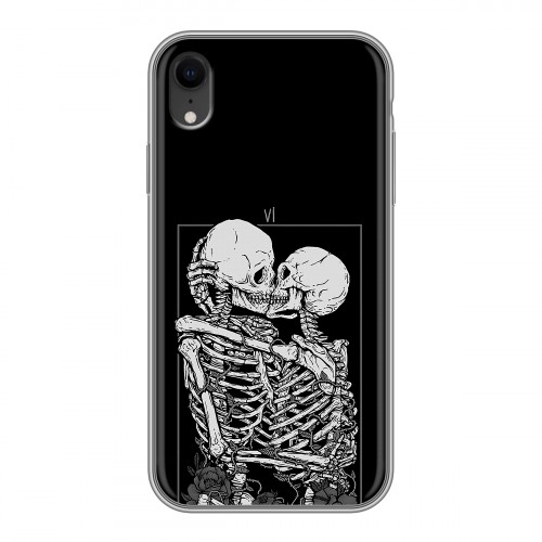 Дизайнерский силиконовый чехол для Iphone Xr Поцелуй скелетов