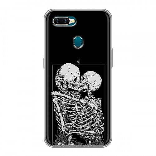 Дизайнерский силиконовый чехол для OPPO AX7 Поцелуй скелетов