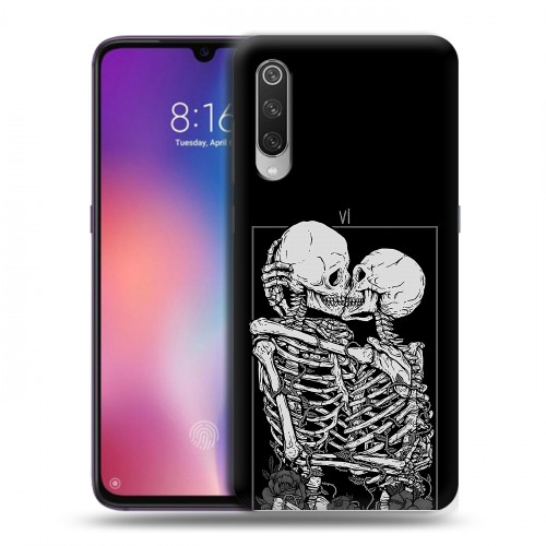 Дизайнерский пластиковый чехол для Xiaomi Mi9 Поцелуй скелетов