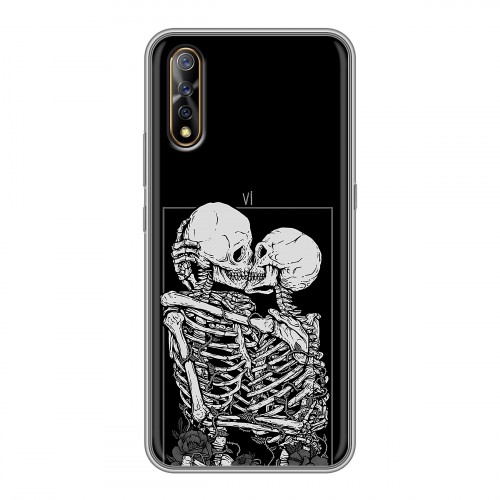 Дизайнерский силиконовый с усиленными углами чехол для Vivo V17 Neo Поцелуй скелетов