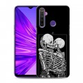 Дизайнерский силиконовый чехол для Realme 5 Поцелуй скелетов