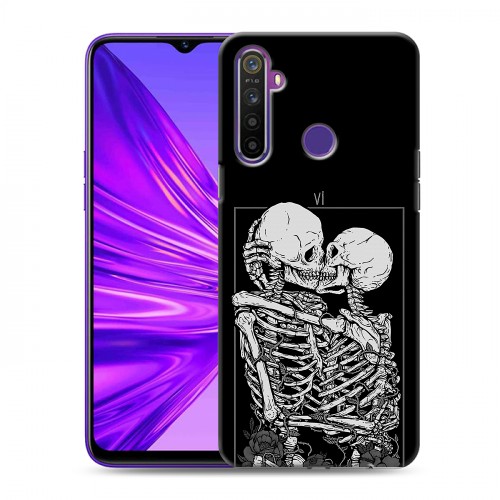 Дизайнерский силиконовый чехол для Realme 5 Поцелуй скелетов