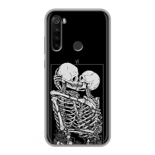 Дизайнерский силиконовый с усиленными углами чехол для Xiaomi RedMi Note 8T Поцелуй скелетов