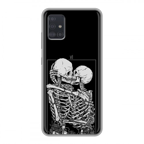 Дизайнерский силиконовый чехол для Samsung Galaxy A51 Поцелуй скелетов