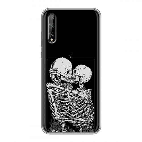 Дизайнерский силиконовый чехол для Huawei Y8p Поцелуй скелетов