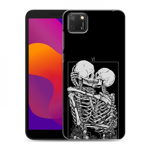 Дизайнерский силиконовый чехол для Huawei Honor 9S Поцелуй скелетов