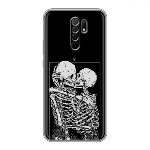 Дизайнерский силиконовый чехол для Xiaomi RedMi 9 Поцелуй скелетов