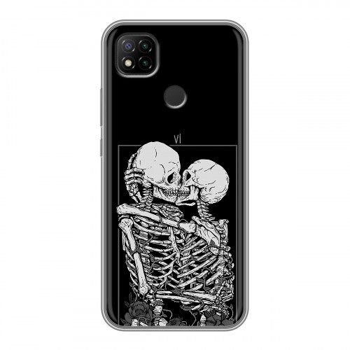 Дизайнерский силиконовый чехол для Xiaomi RedMi 9C Поцелуй скелетов