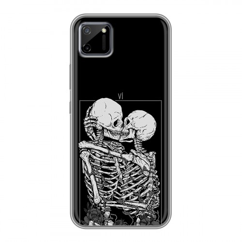 Дизайнерский силиконовый чехол для Realme C11 Поцелуй скелетов